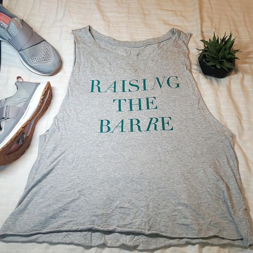 Emi Jay | Raising The Barre Muscle Tank in Green and Gray | OS | Gently Used